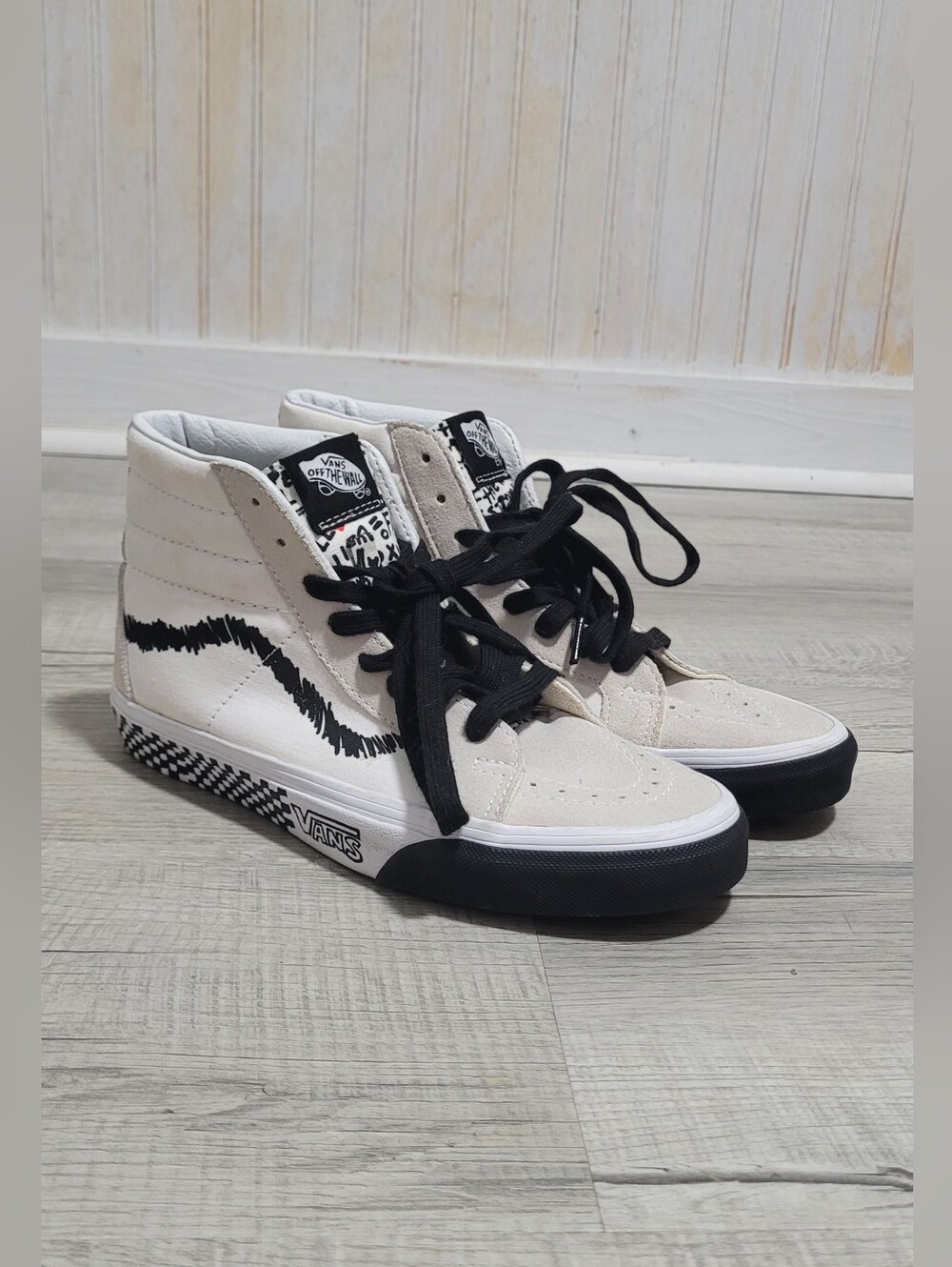 Vans Sk8-Hi Reissue DIY Checkerboard High Top Sneakers Size 7 Women/5.5 Men EUC